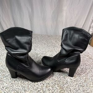 Klarmar Women's Black Slouch Mid-Calf Block Heel Boots Size 10​